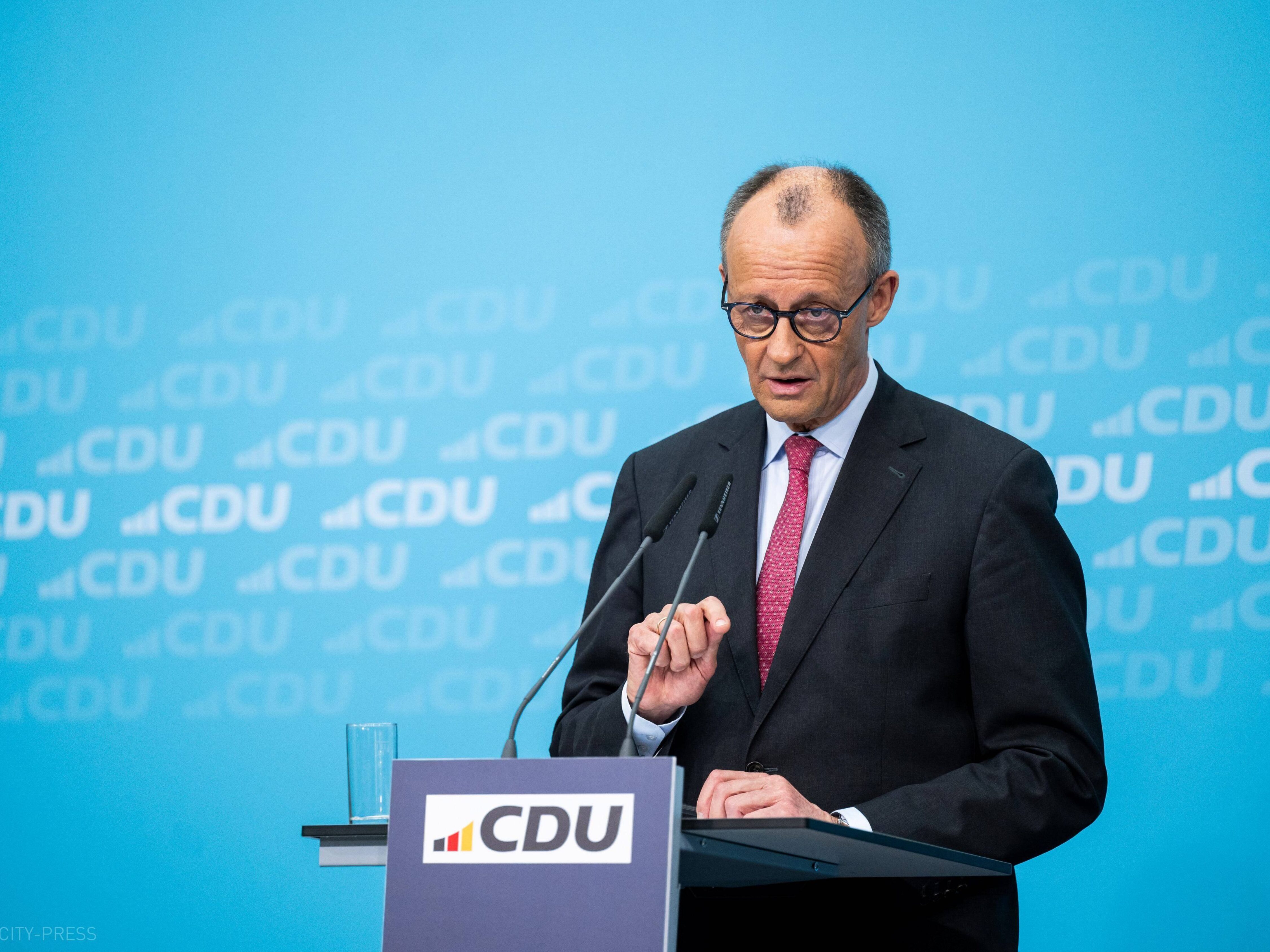 Bundeskanzler Friedrich Merz bei der Pressekonferenz nach der Landtagswahl in Baden-Württemberg